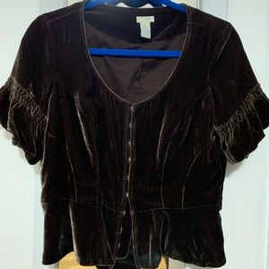Velvet Short Puff Sleeve Top from Anthropologie